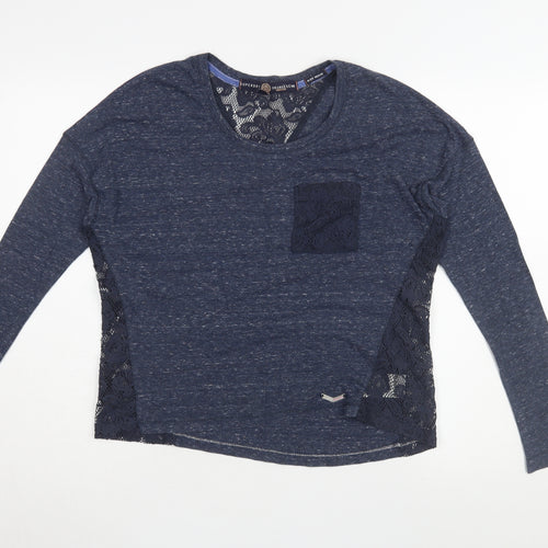 Superdry Women’s Blue Lace Jersey Long Sleeve Top, M