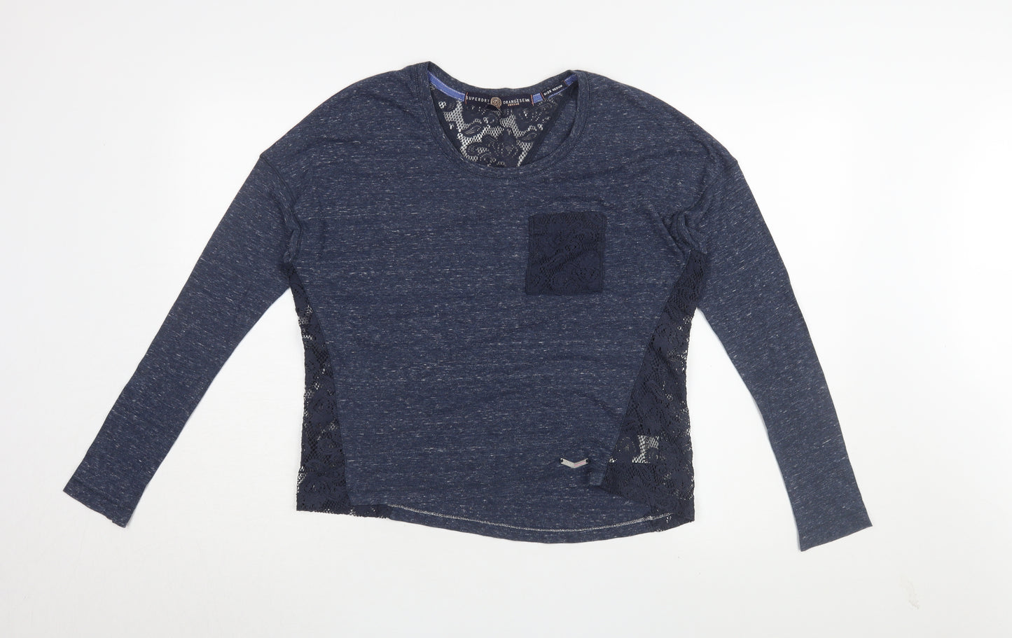 Superdry Women’s Blue Lace Jersey Long Sleeve Top, M