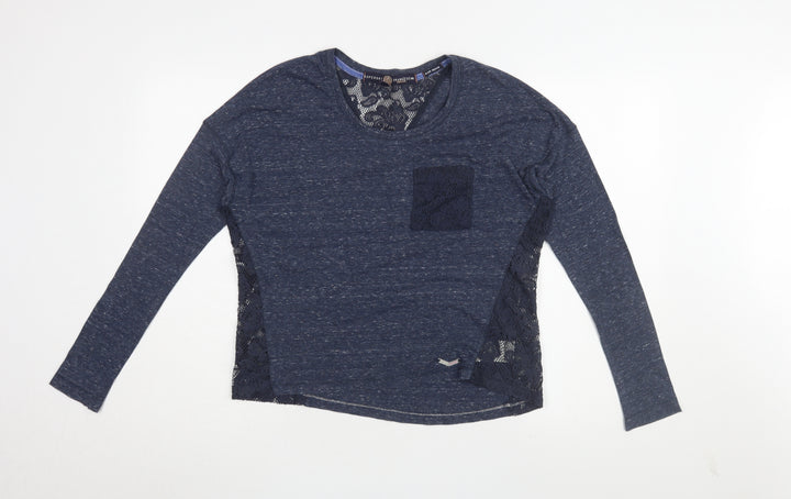 Superdry Women’s Blue Lace Jersey Long Sleeve Top, M