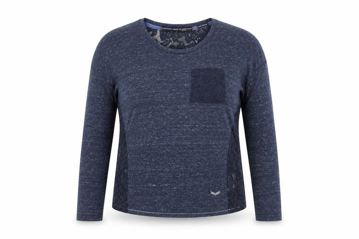 Superdry Women’s Blue Lace Jersey Long Sleeve Top, M
