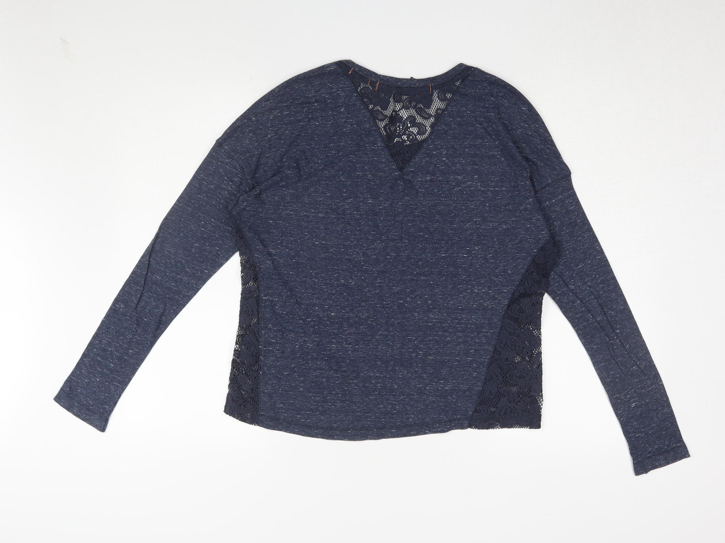 Superdry Women’s Blue Lace Jersey Long Sleeve Top, M