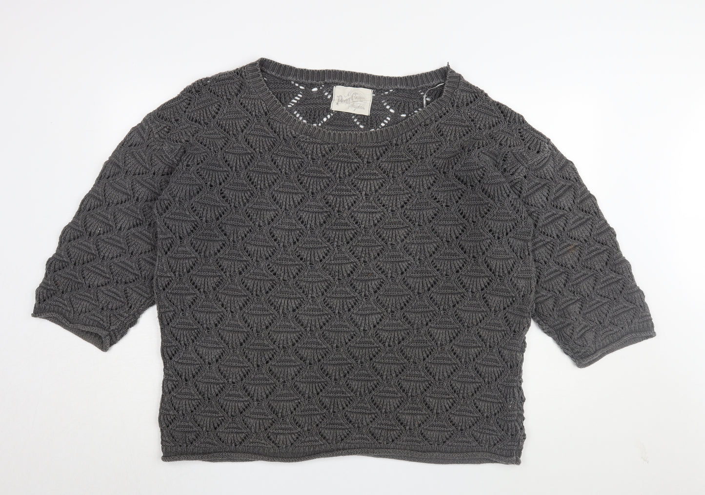 Portocruz Women's Grey Open-Knit Jumper, One Size