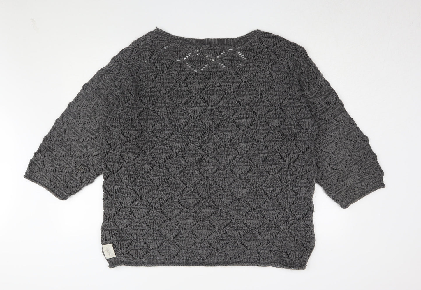 Portocruz Women's Grey Open-Knit Jumper, One Size