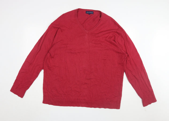 Austin Reed Men's Red V-Neck Pullover Jumper XL