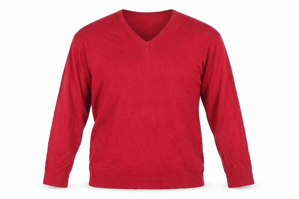 Front view of Austin Reed Men's Red V-Neck jumper XL