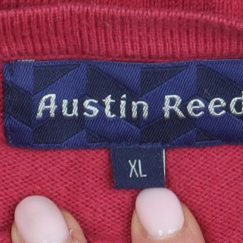 Austin Reed Men's Red V-Neck Pullover Jumper XL