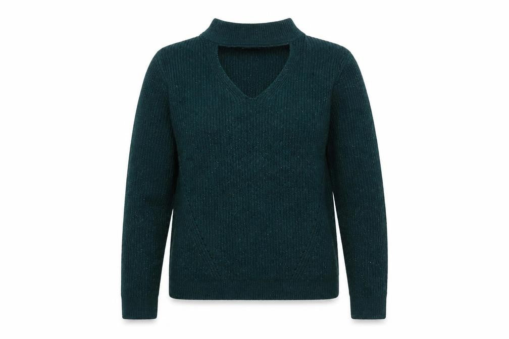 Front view of Jean Pascale Women's Green jumper, size S