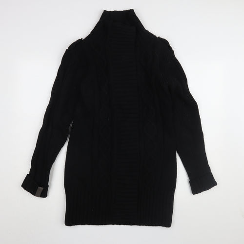 Golddigga Women's Black Coatigan Size 12 Long Wool Blend