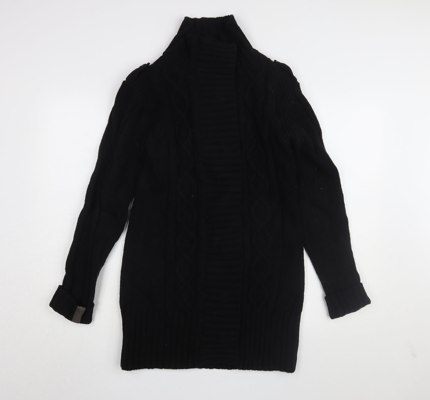 Golddigga Women's Black Coatigan Size 12 Long Wool Blend