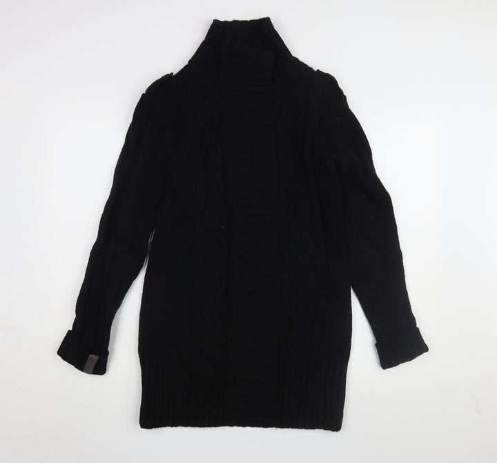 Golddigga Women's Black Coatigan Size 12 Long Wool Blend
