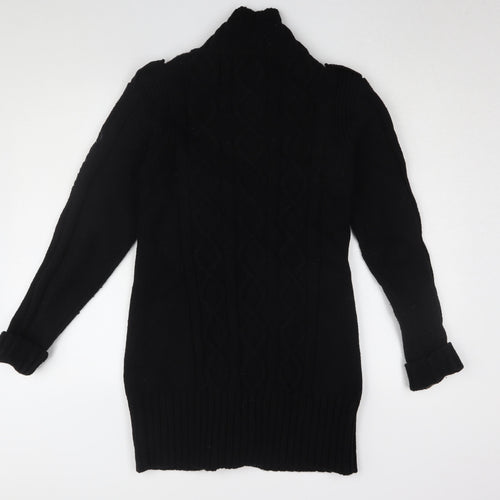 Golddigga Women's Black Coatigan Size 12 Long Wool Blend