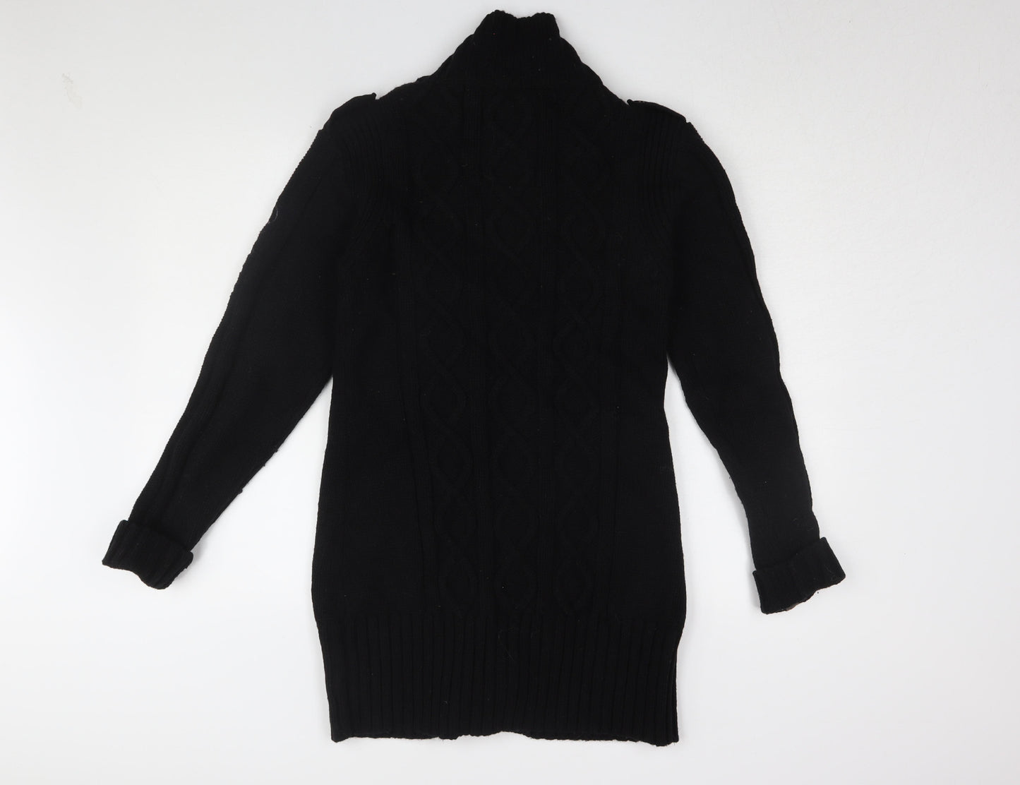 Golddigga Women's Black Coatigan Size 12 Long Wool Blend