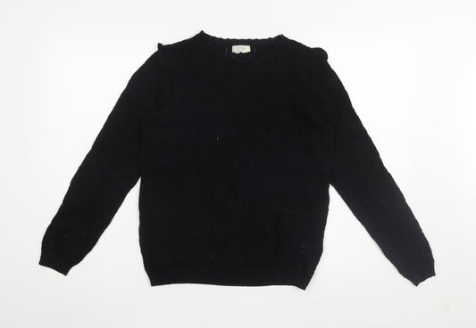 Fat Face Women's Black Cotton Pullover Jumper Size 10