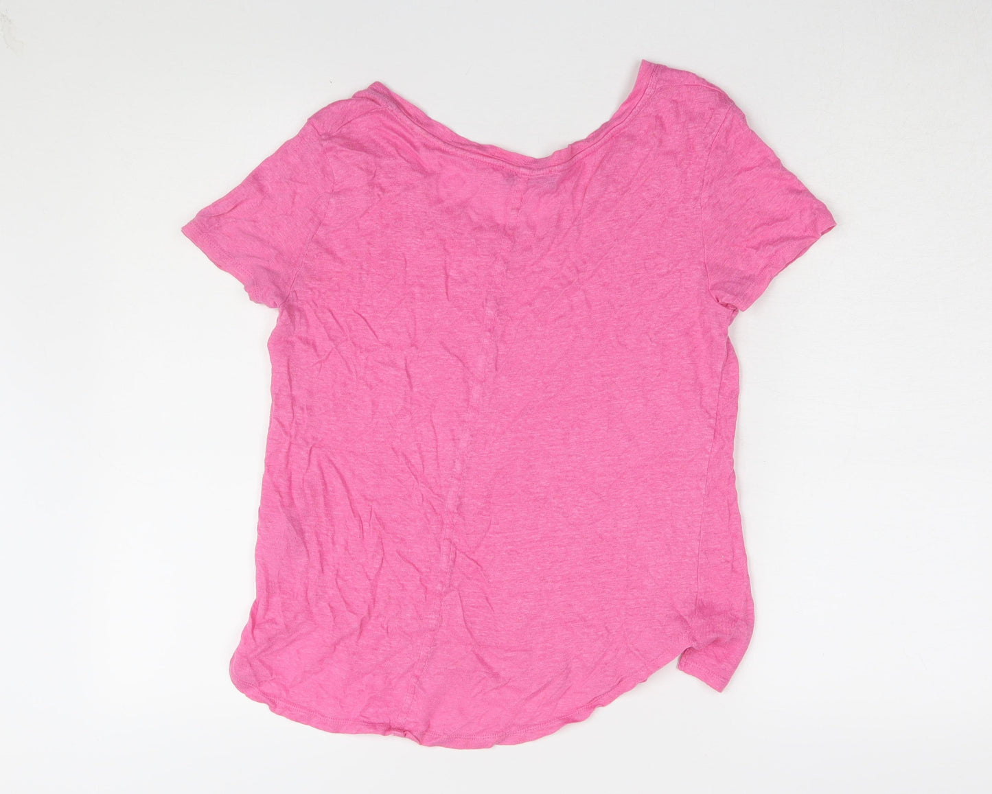 Mint Velvet Women's Pink Linen V-Neck T-Shirt XS
