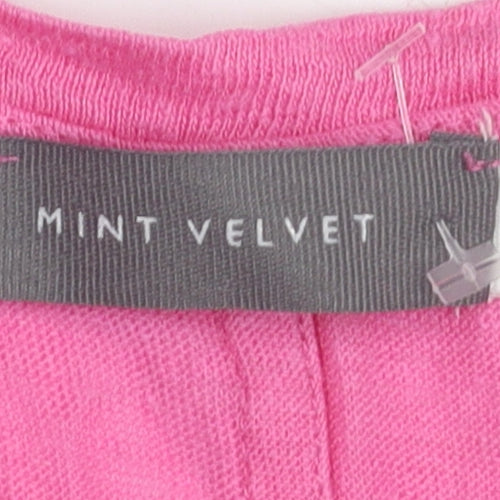 Mint Velvet Women's Pink Linen V-Neck T-Shirt XS