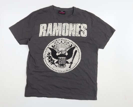 Easy Men's Black Ramones Graphic T-Shirt L Band Style