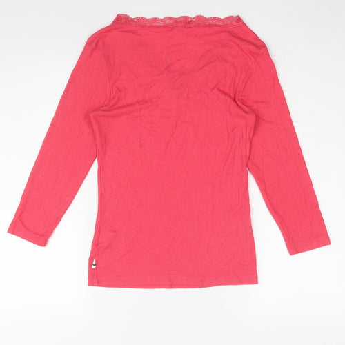 Night Owl Women's Pink Long Sleeve V-Neck Pyjama Top Size S