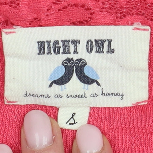 Night Owl Women's Pink Long Sleeve V-Neck Pyjama Top Size S