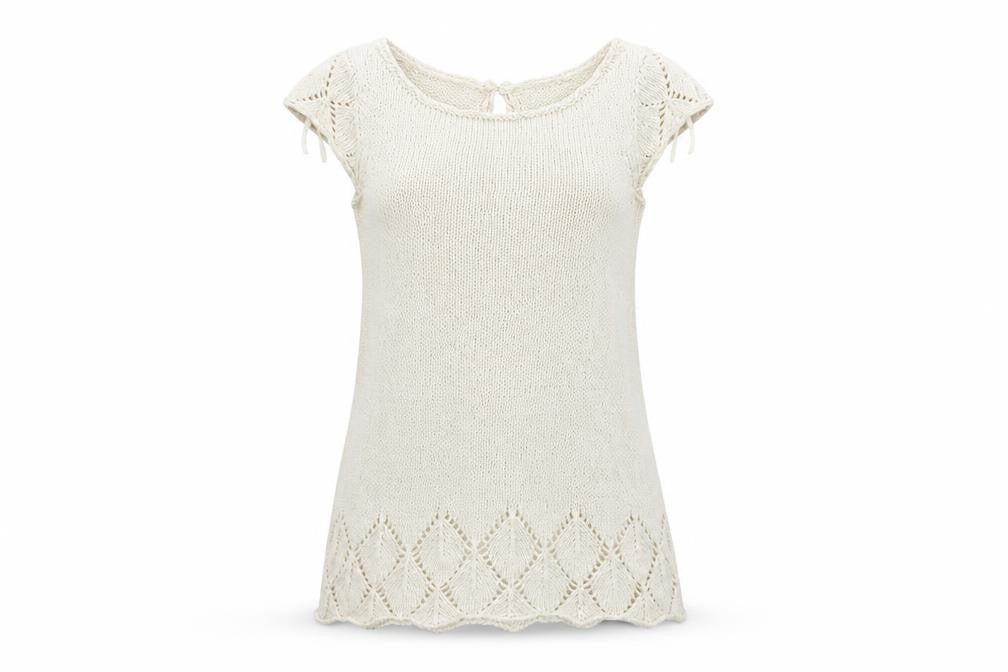 Front view of Old Navy Women Ivory Basic Knit T-Shirt, size M