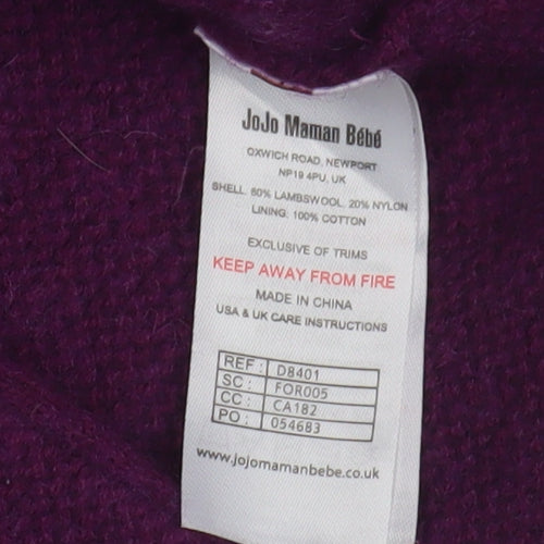 JoJo Maman Bébé Unisex Purple Cardigan 0-3M Hooded Knit