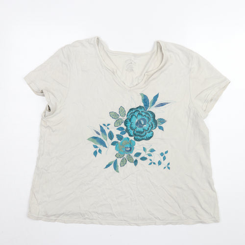 White Stag Women's Embroidered T-Shirt, 2XL White Floral