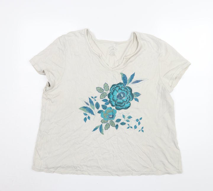 White Stag Women's Embroidered T-Shirt, 2XL White Floral