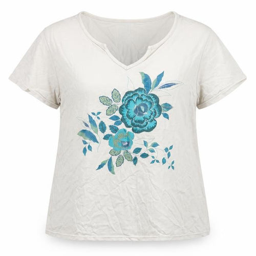 White Stag Women's Embroidered T-Shirt, 2XL White Floral