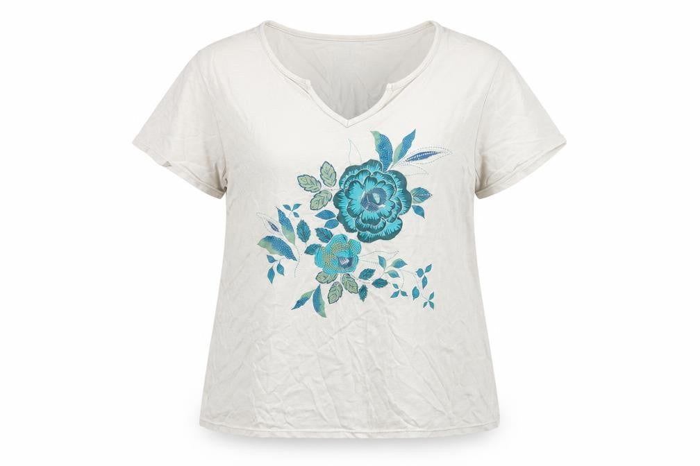 White Stag Women's Embroidered T-Shirt, 2XL White Floral