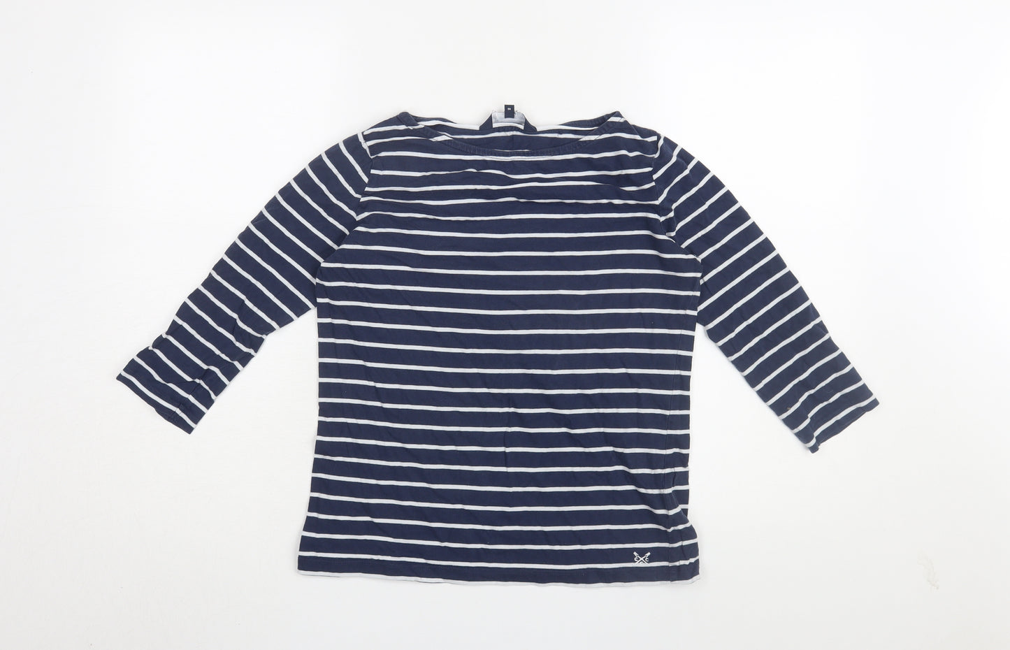 Crew Clothing Women's Blue Striped T-Shirt Size 10