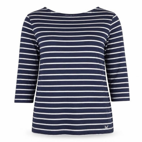 Crew Clothing Women's Blue Striped T-Shirt Size 10