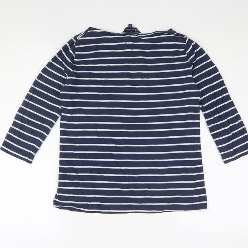 Crew Clothing Women's Blue Striped T-Shirt Size 10