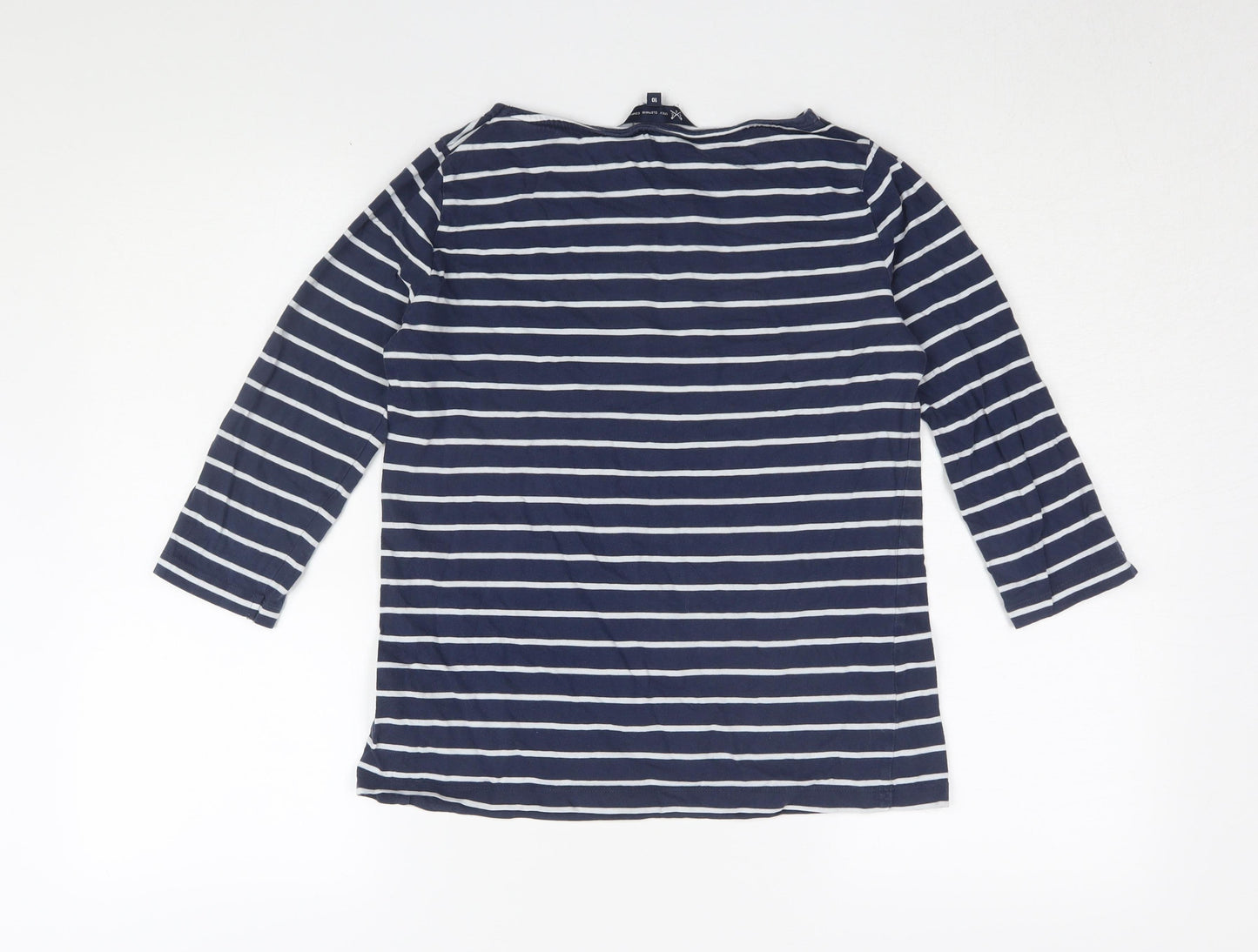 Crew Clothing Women's Blue Striped T-Shirt Size 10