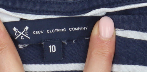 Crew Clothing Women's Blue Striped T-Shirt Size 10