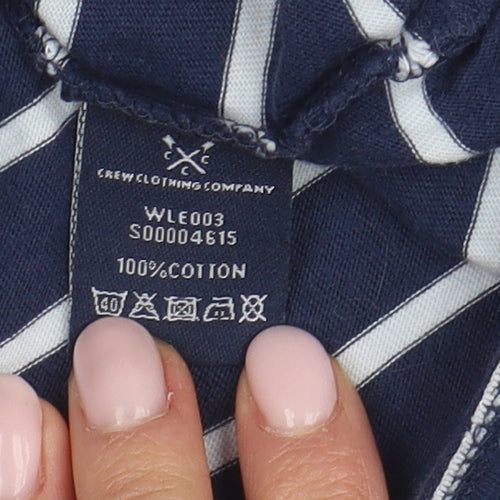 Crew Clothing Women's Blue Striped T-Shirt Size 10