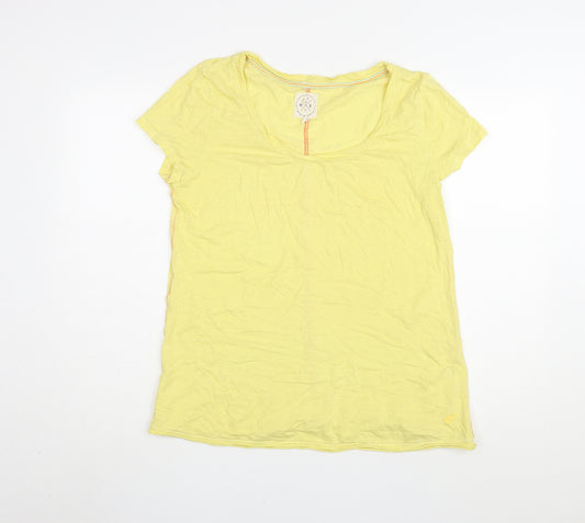 White Stuff Women's Yellow Basic Cotton T-Shirt Size 16