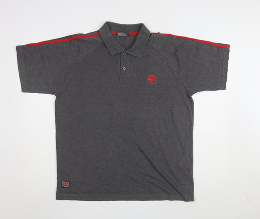 Lotto Men's Grey XL Polo Shirt with Logo Accents