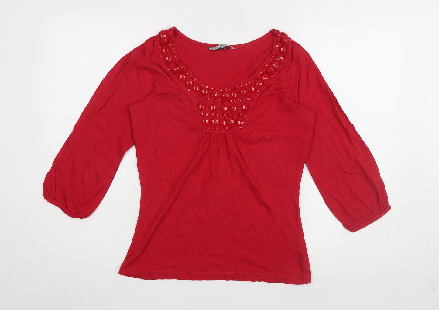 Red Herring Women's Red Beaded Blouse, Size 10