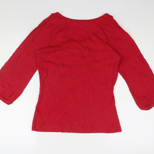 Red Herring Women's Red Beaded Blouse, Size 10