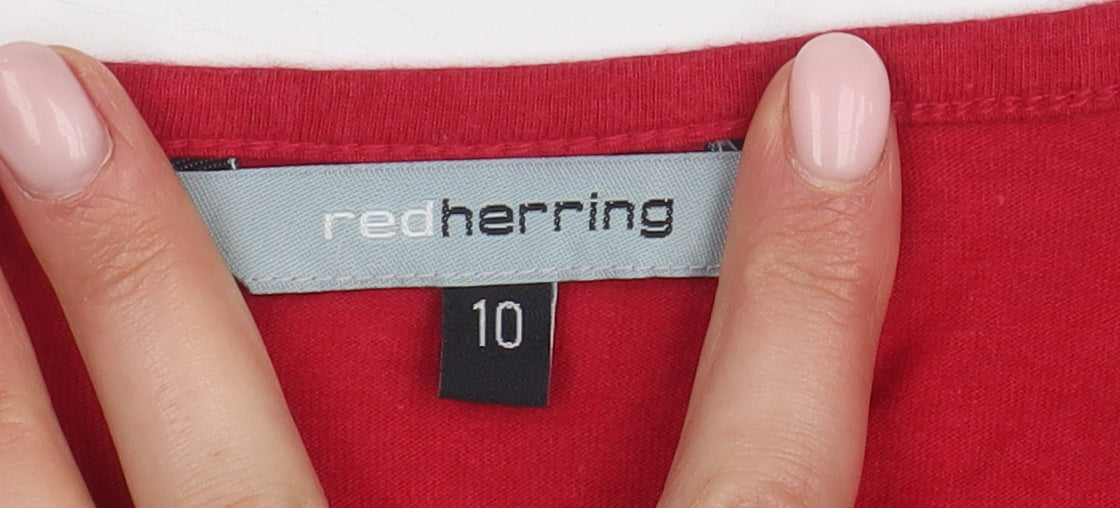 Red Herring Women's Red Beaded Blouse, Size 10