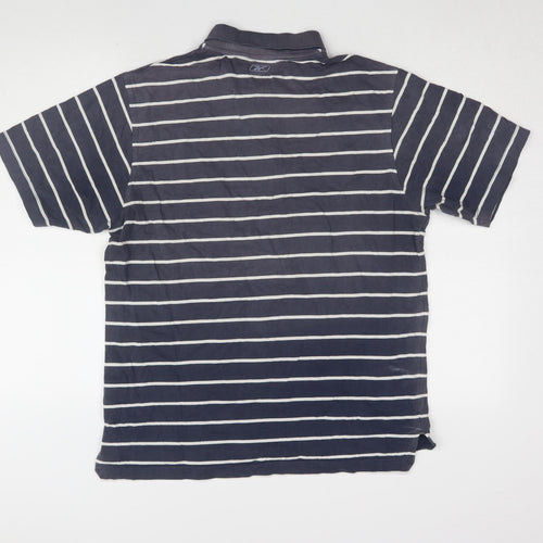 Reebok Men's Blue Striped Polo L Regular Fit
