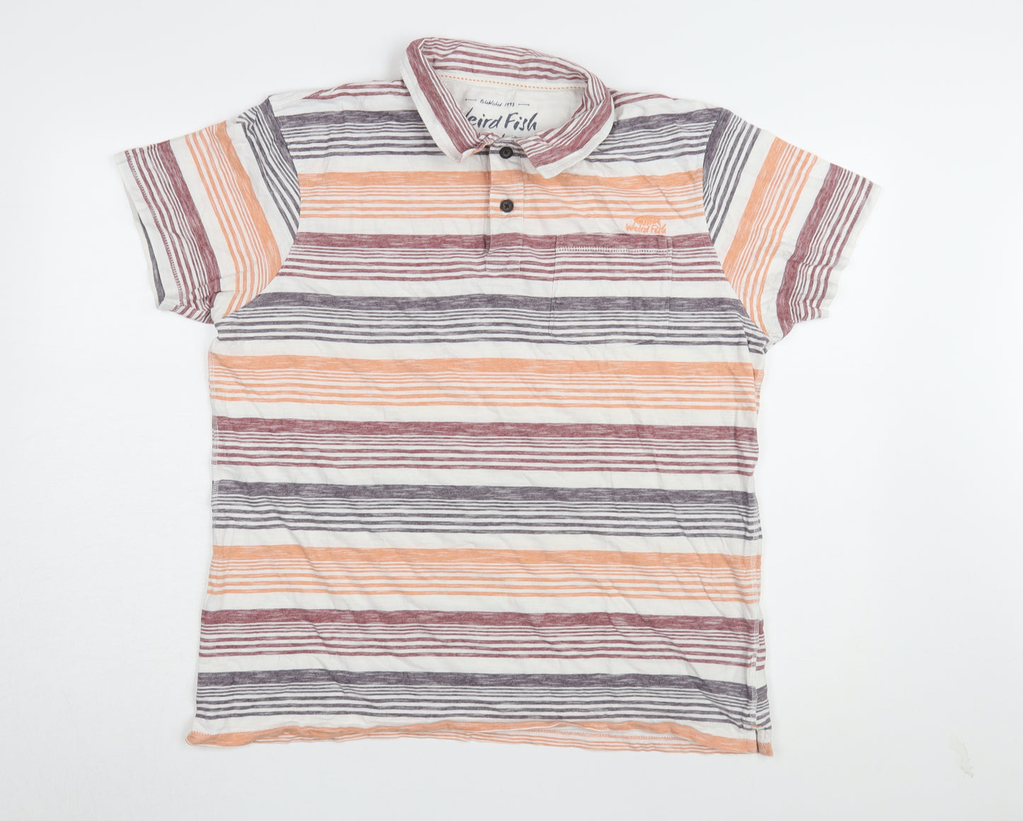 Weird Fish Men's Multicoloured L Striped Polo Shirt