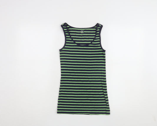 Gap Women's Green Striped Tank Top M Casual Stretch