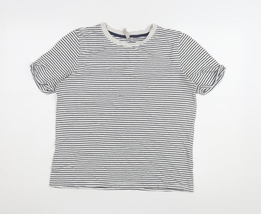 Pieces Women's White Striped T-Shirt, M, Casual Summer