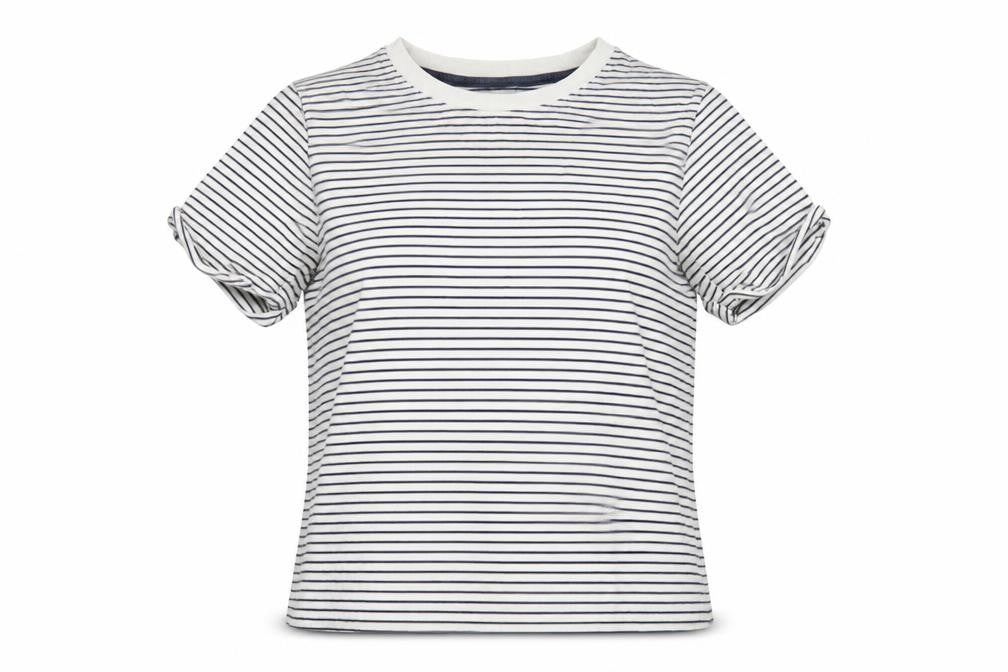 Pieces Women's White Striped T-Shirt, M, Casual Summer