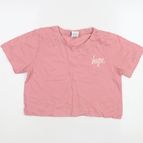 Hype Girls Pink Cropped T-Shirt 11-12 Years Logo Tee