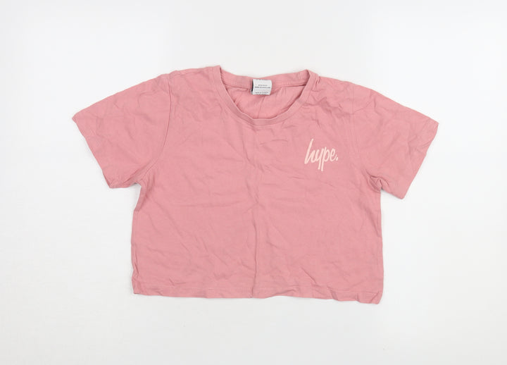 Hype Girls Pink Cropped T-Shirt 11-12 Years Logo Tee