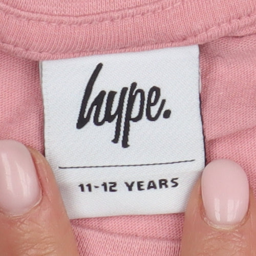 Hype Girls Pink Cropped T-Shirt 11-12 Years Logo Tee