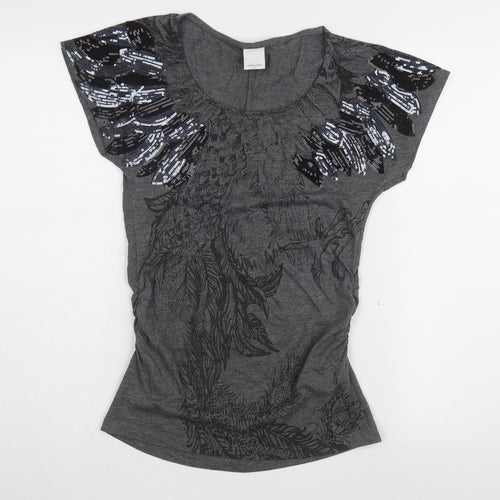 Mama Licious Women's Grey Sequin T-Shirt S