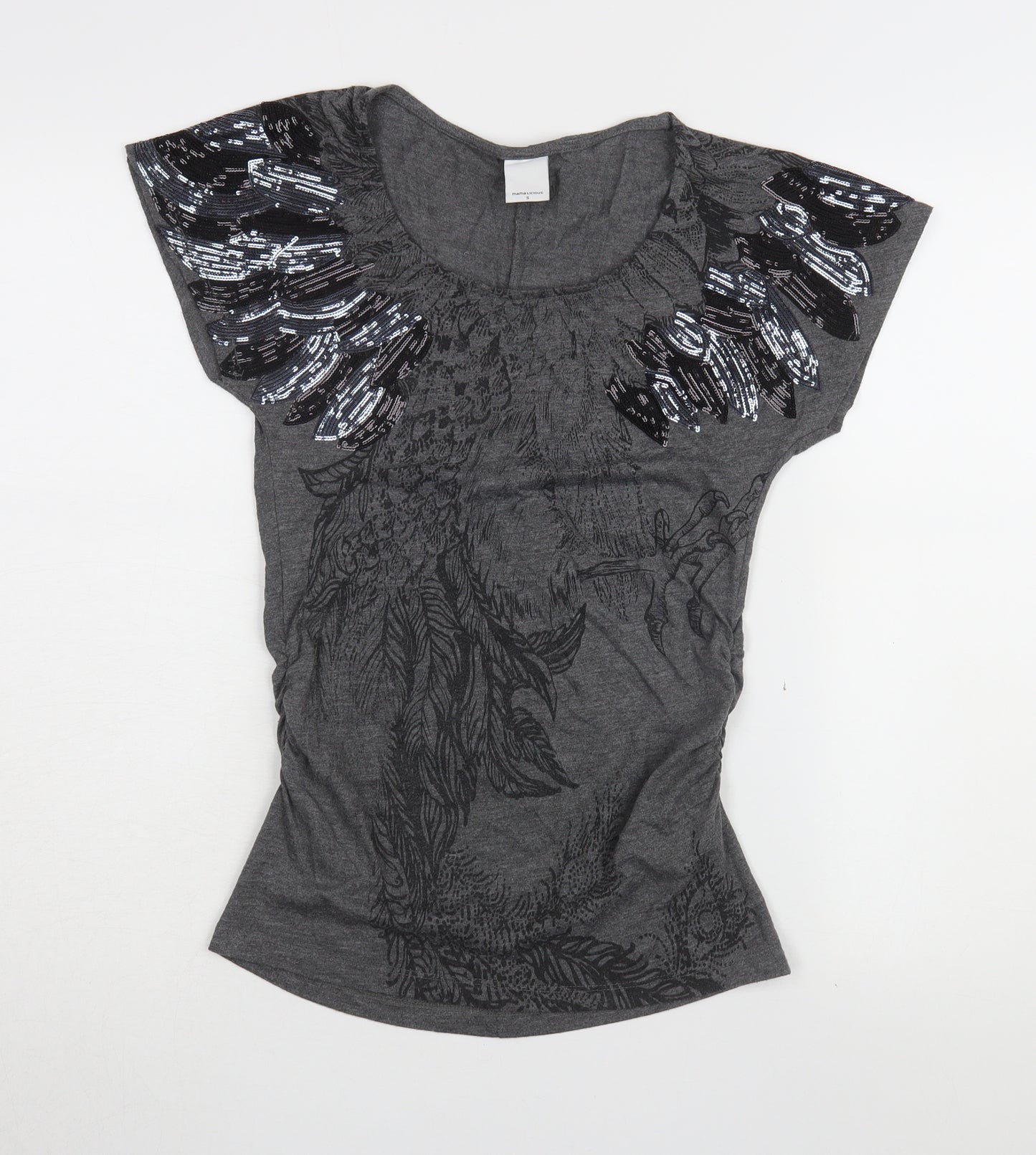 Mama Licious Women's Grey Sequin T-Shirt S
