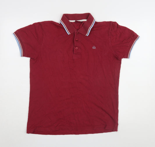 Merc Men's Red Polo Shirt, Size S, Cotton, Solid Casual